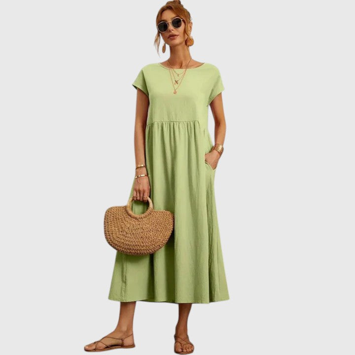 Nora™ | Short Sleeve Midi Dress