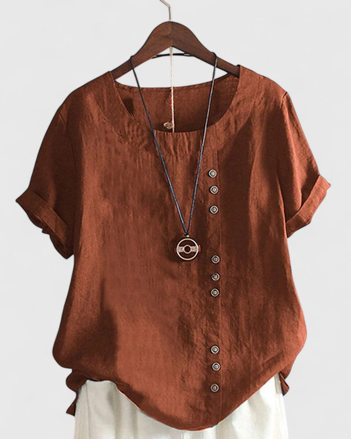 Elowen™ | Asymmetric Button Blouse