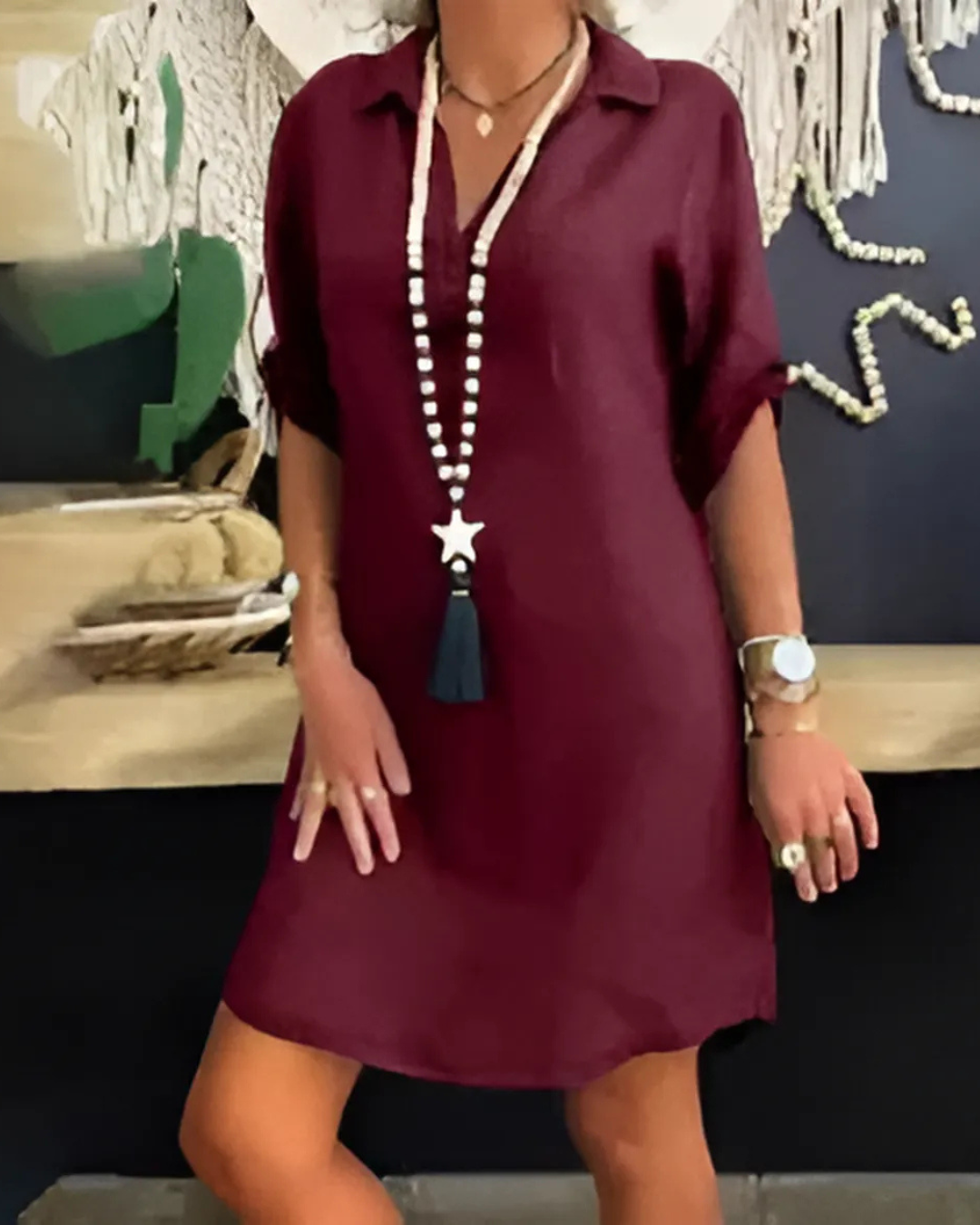 Solvine™ | Casual Collared Shirt Dress