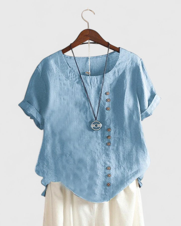 Elowen™ | Asymmetric Button Blouse