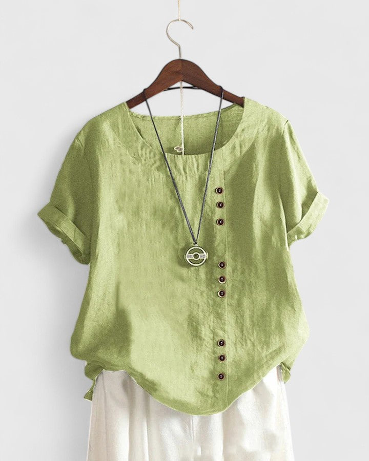 Elowen™ | Asymmetric Button Blouse