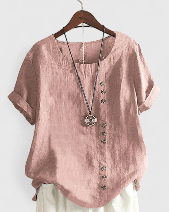 Elowen™ | Asymmetric Button Blouse
