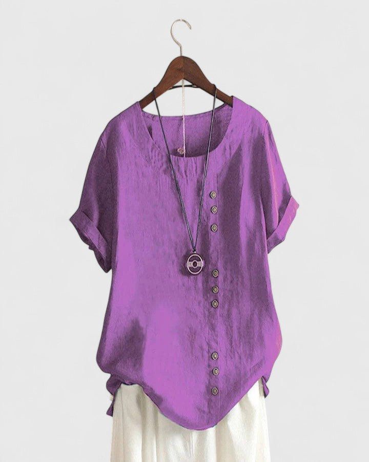 Elowen™ | Asymmetric Button Blouse