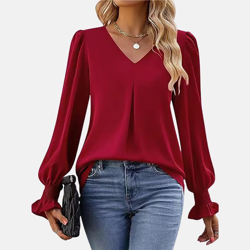 Arlina™ | V-Neck Puff-Sleeve Blouse