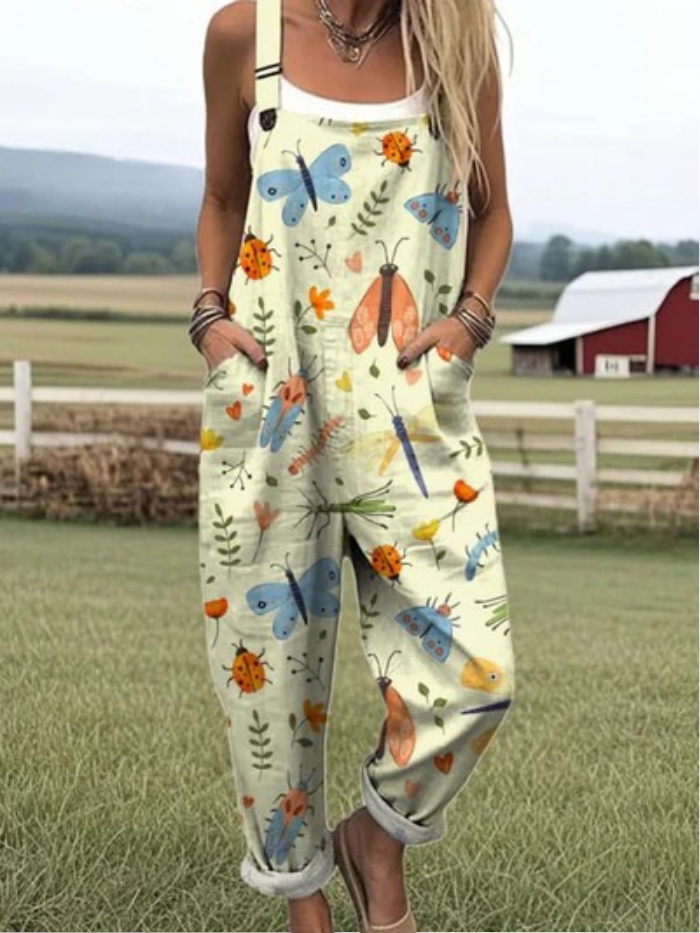 Erin™ | Whimsical Insect Print Jumpsuit