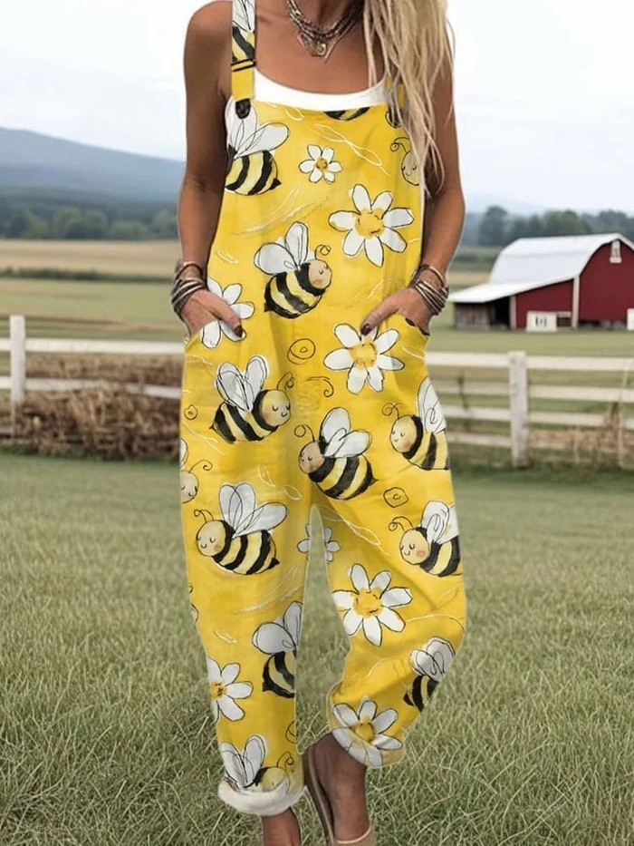 Abigail™ | Bee Print Casual Jumpsuit