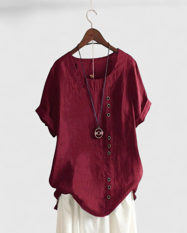 Elowen™ | Asymmetric Button Blouse